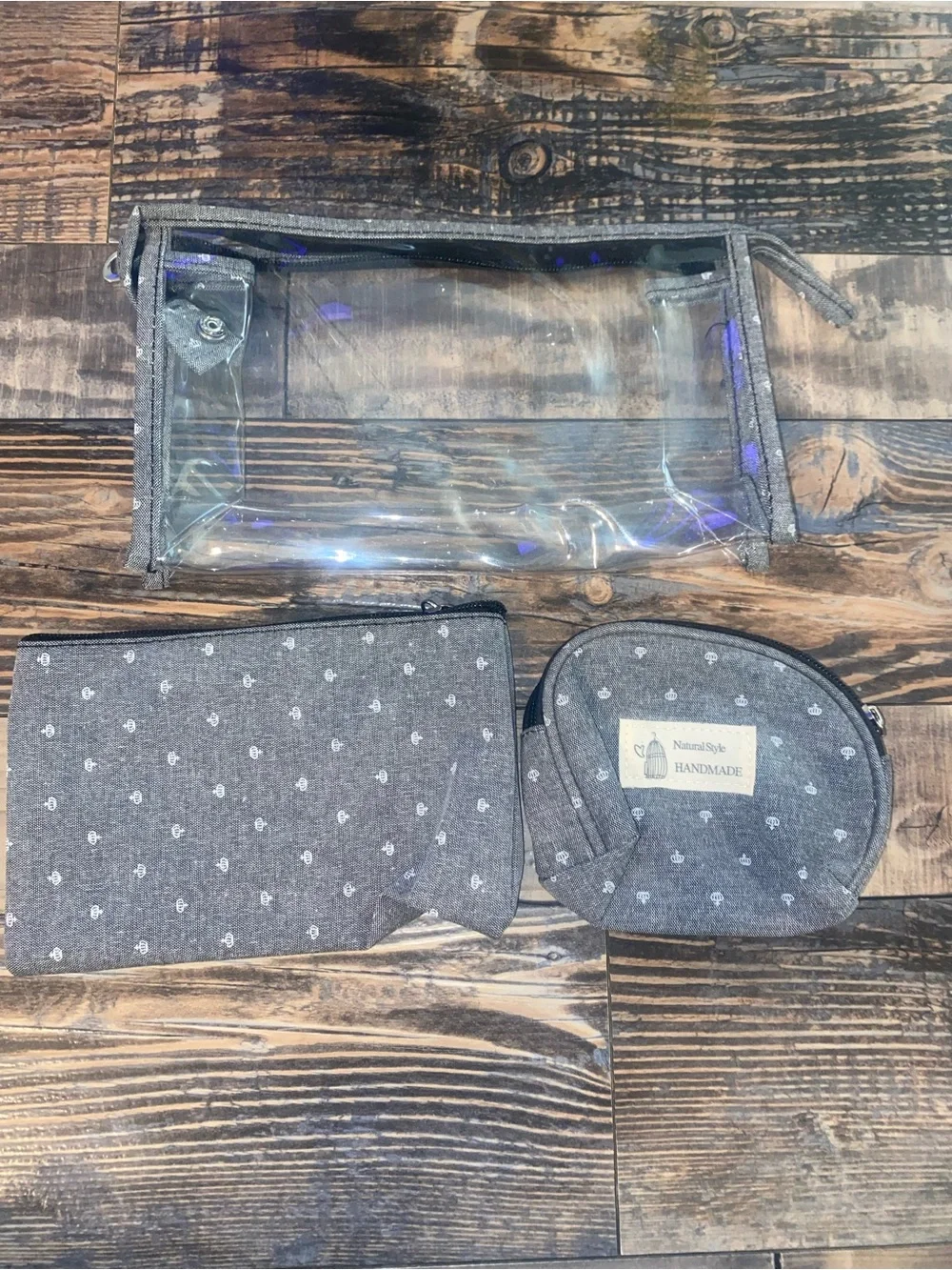 NWOT Waterproof Natural Style Cosmetic Bag Trio